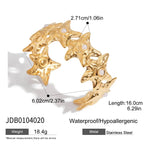 2025 Fashion Trend Women's Hammer Pattern Wide Open Bracelet 18K Gold-plated Stainless Steel Waterproof Jewelry for Party