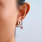 2025 Women's Cute Sweet Pink Zircon Stainless Steel Earrings Steel Color Can be Worn Daily or as a Gift