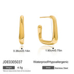 2025 Minimalist Classic 18K Gold Color Plated Wave Hammer Texture C-Shaped Earrings Hypoallergenic Stainless Steel Women Jewelry