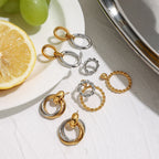 2025 Daily All-match Women's Color Matching Geometric Hoop Earrings 18K Gold-plated Stainless Steel Trendy Waterproof Jewelry