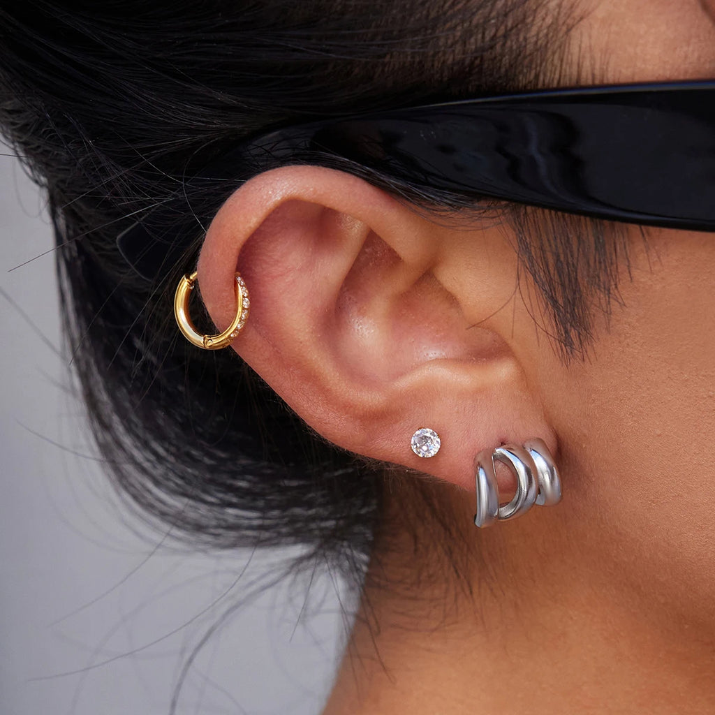 2025 Minimalist Line Design 14K Gold-plated Stainless Steel Waterproof Earrings Daily Commuting Girls Trendy Jewelry