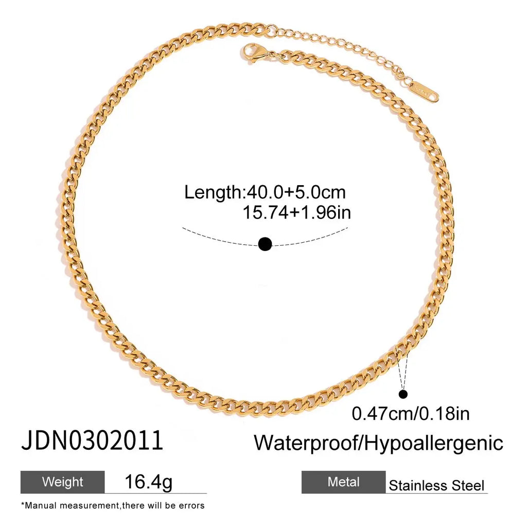 2025 Geometric Semi-arc Stainless Steel Handmade Chains Necklace 18K Gold-plated Women's Thin Chain Necklace Waterproof