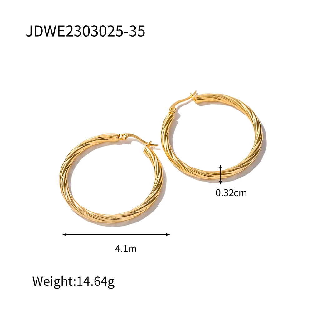 2025 Classic Minimalist 18K Gold-plated Stainless Steel Earrings Wavy U-shaped Women's Daily Waterproof Accessories