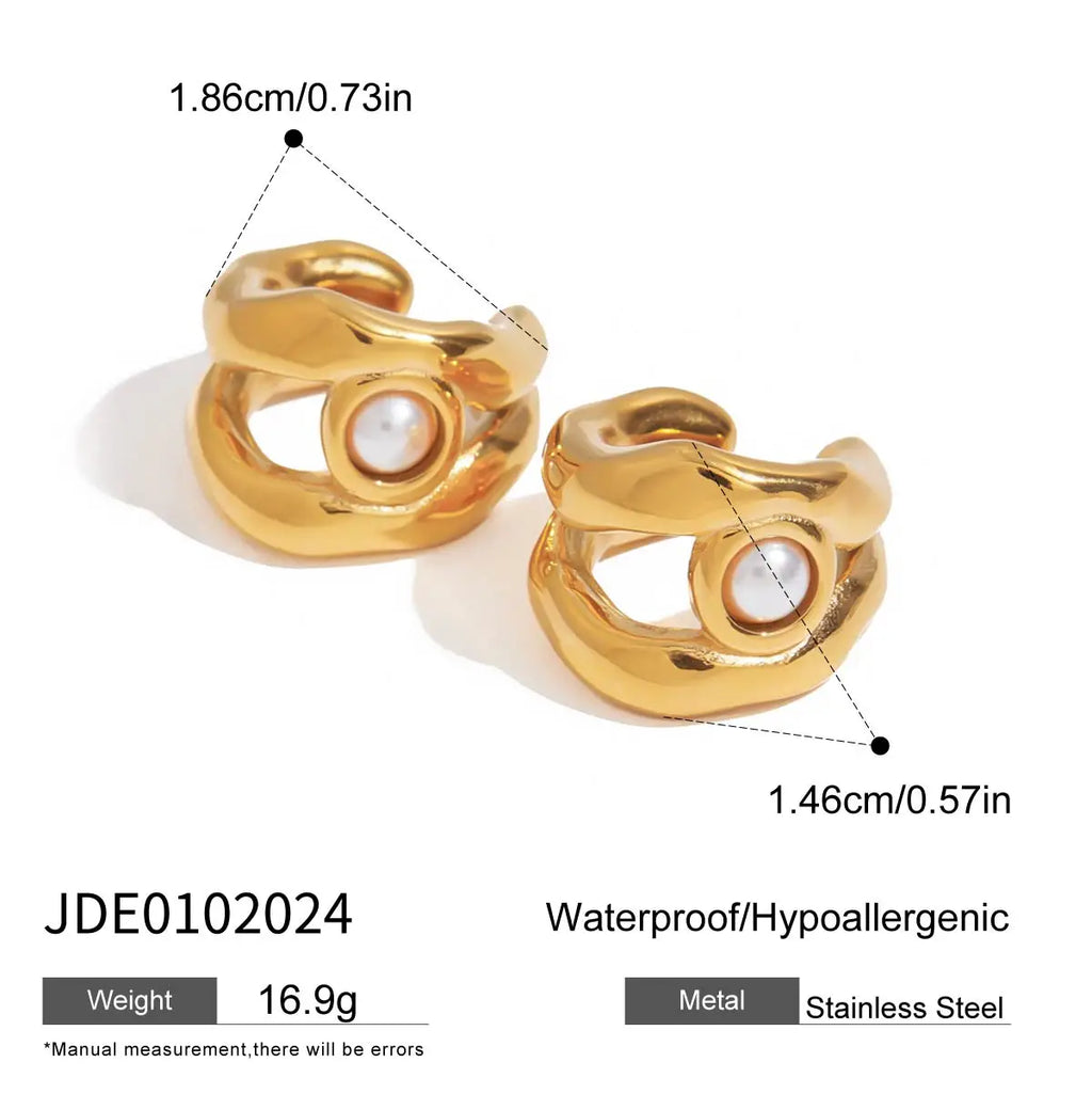 2025 Exquisite Simple Women's Pearl Ear Clips 18K Gold-plated Stainless Steel Daily Versatile Accessories