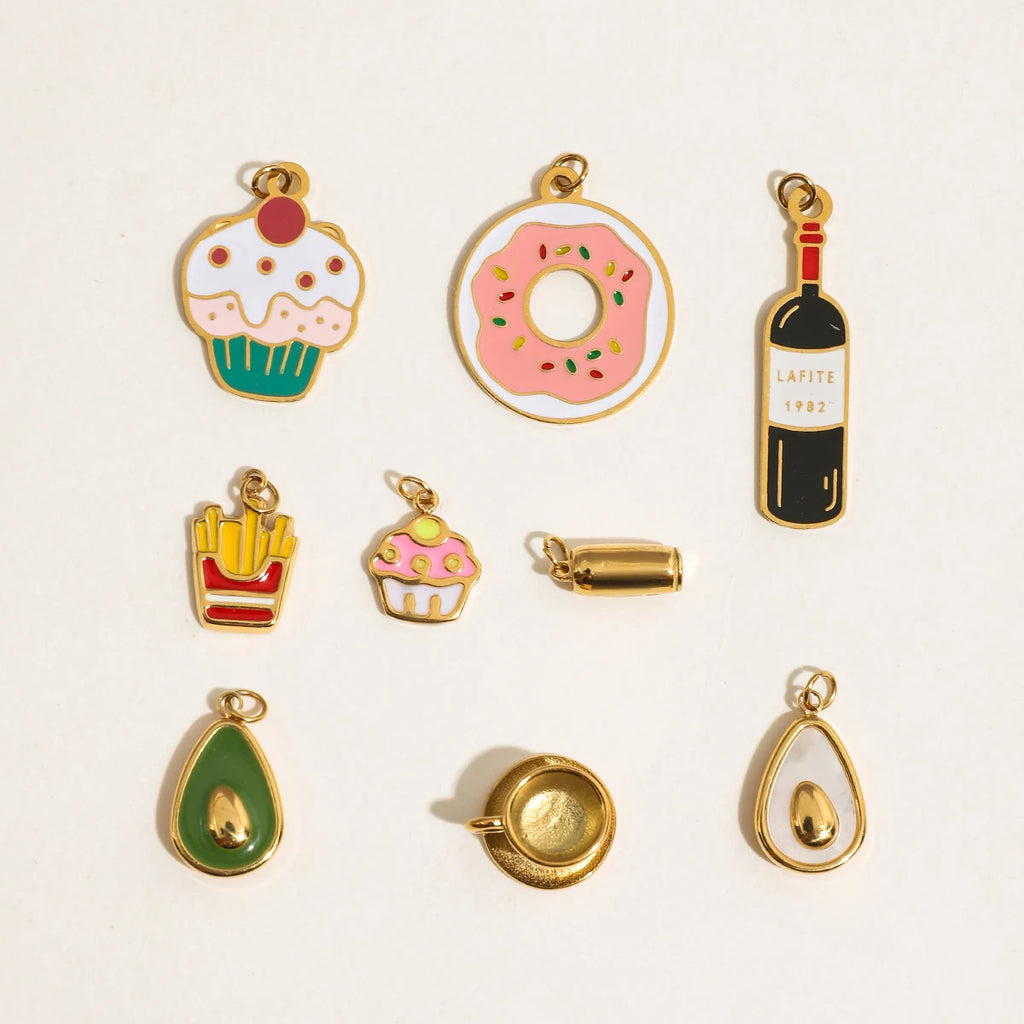 2025 Colored Oil Drop Gourmet Series Stainless Steel Pendant Accessories 18K Gold-plated Waterproof DIY Accessories