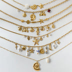 2025 Bohemian Style Multi-pendant Marine Element Shell Necklace 18K Gold-plated Stainless Steel Trend Jewelry can be Stacked