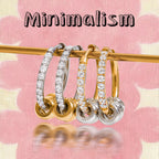 2025 Daily Simple Rhinestone Circle Earrings 18K Gold-plated Stainless Steel Removable Ring Waterproof Girl's Jewelry