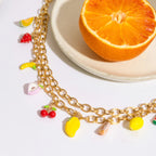 2025 Fashionable Fruit Heart Decorative Bag Pendant 18K Gold-plated Stainless Steel Bag Decoration Key Chain for Daliy