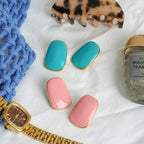 2025 Summer Colorful Geometric Square Oil Drop Earrings 18K Gold-plated Stainless Steel Women's Trendy Jewelry for Daily Holiday