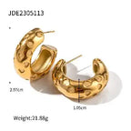 2025 Classic Trendy Wwomen's C Hoop Earrings 18K Gold-plated Stainless Steel Autumn and Winter Daily Accessories