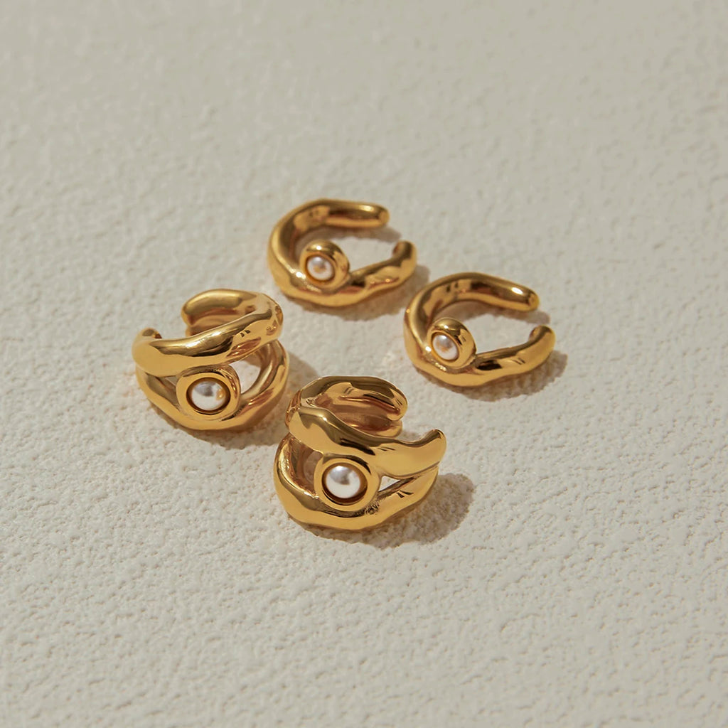 2025 Exquisite Simple Women's Pearl Ear Clips 18K Gold-plated Stainless Steel Daily Versatile Accessories