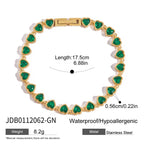 2025 Women's Fashion Trend Green Zircon Tennis Chain Bracelet 18K Gold-plated Stainless Steel All-match Jewelry for Daily Party