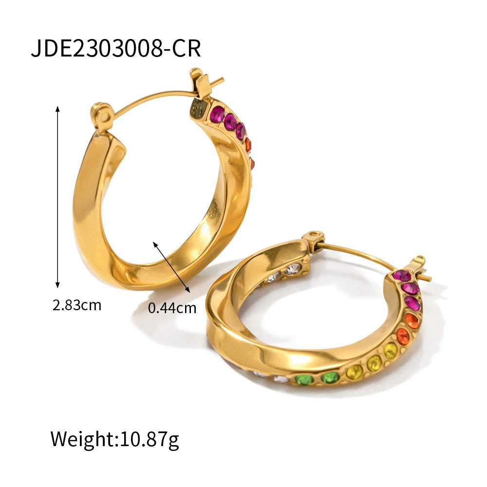 2025 Classic Minimalist 18K Gold-plated Stainless Steel Earrings Wavy U-shaped Women's Daily Waterproof Accessories