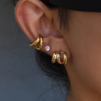 2025 Minimalist Line Design 14K Gold-plated Stainless Steel Waterproof Earrings Daily Commuting Girls Trendy Jewelry