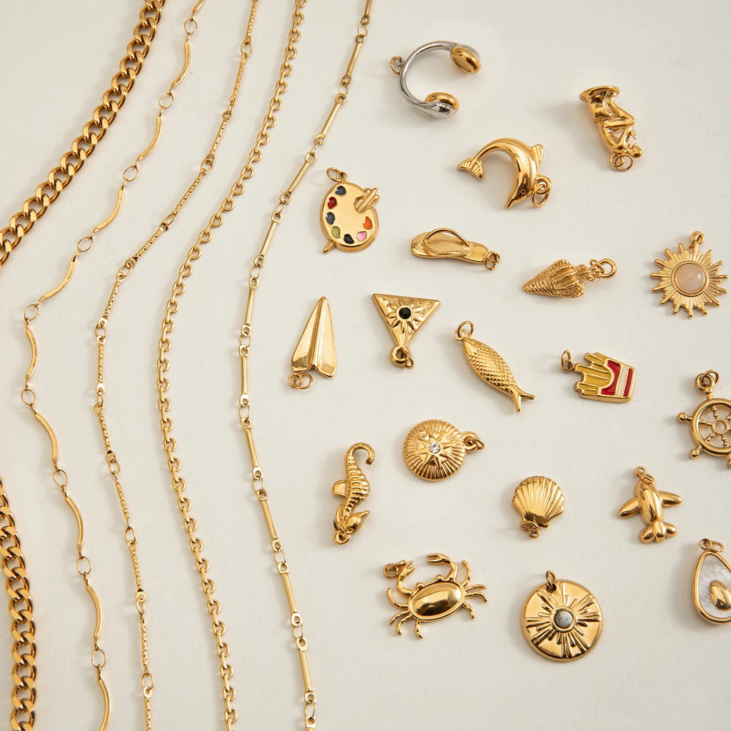 2025 Geometric Semi-arc Stainless Steel Handmade Chains Necklace 18K Gold-plated Women's Thin Chain Necklace Waterproof